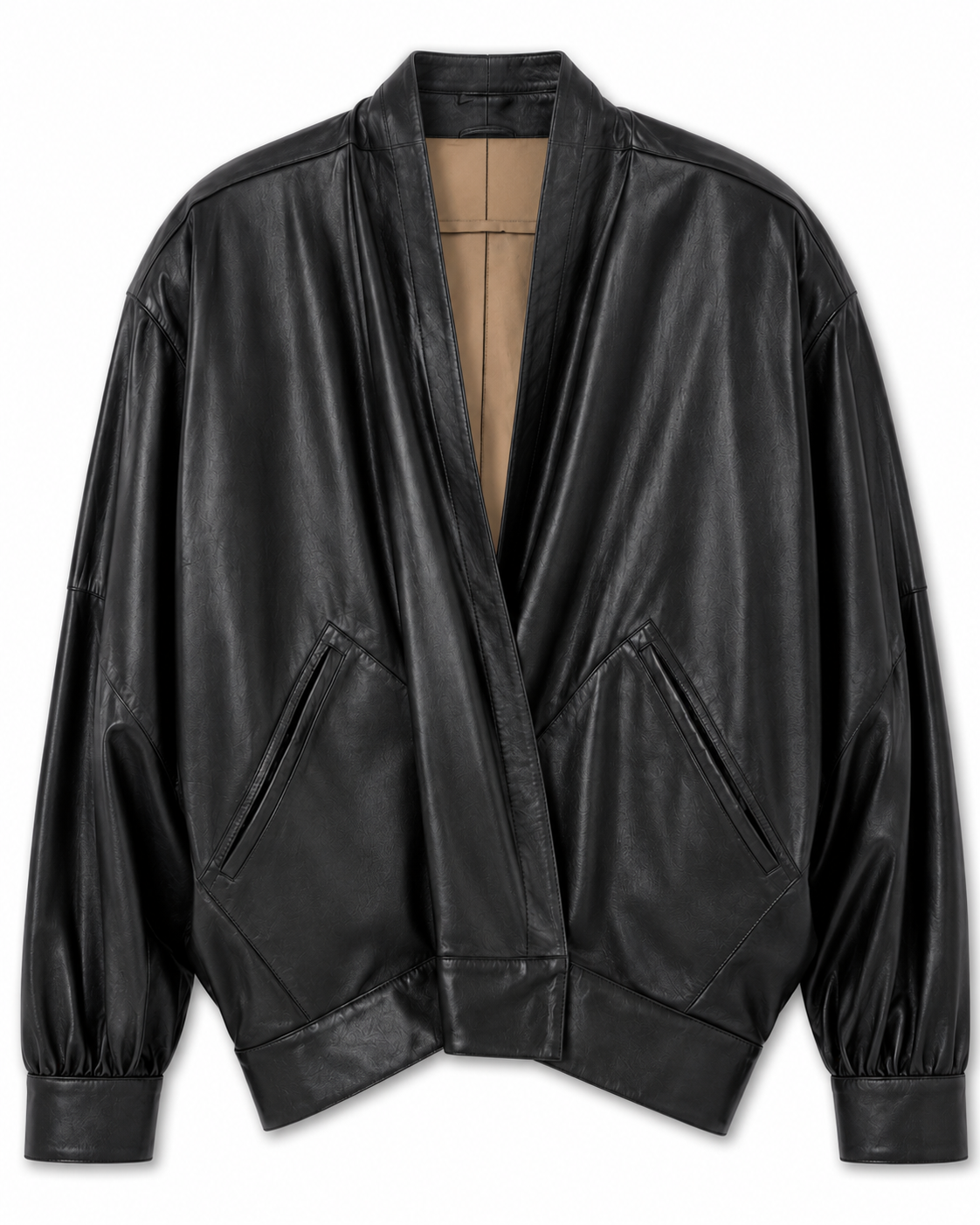 The Sculptural Leather Wrap Jacket