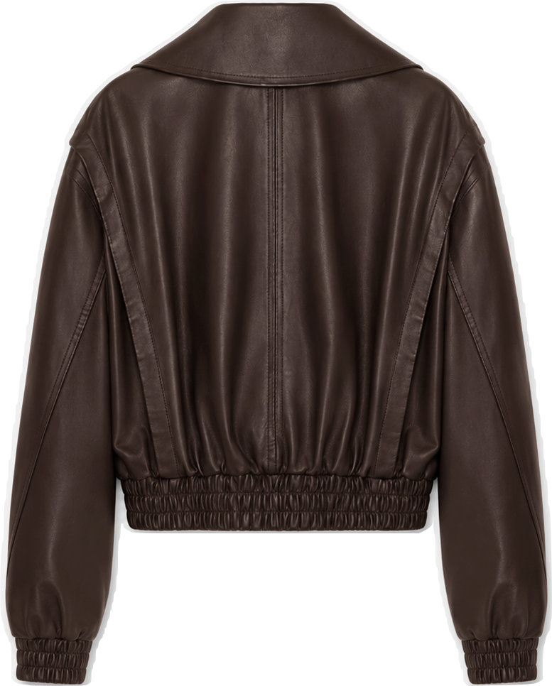 The Dark Brown Leather Bomber — packshot back view